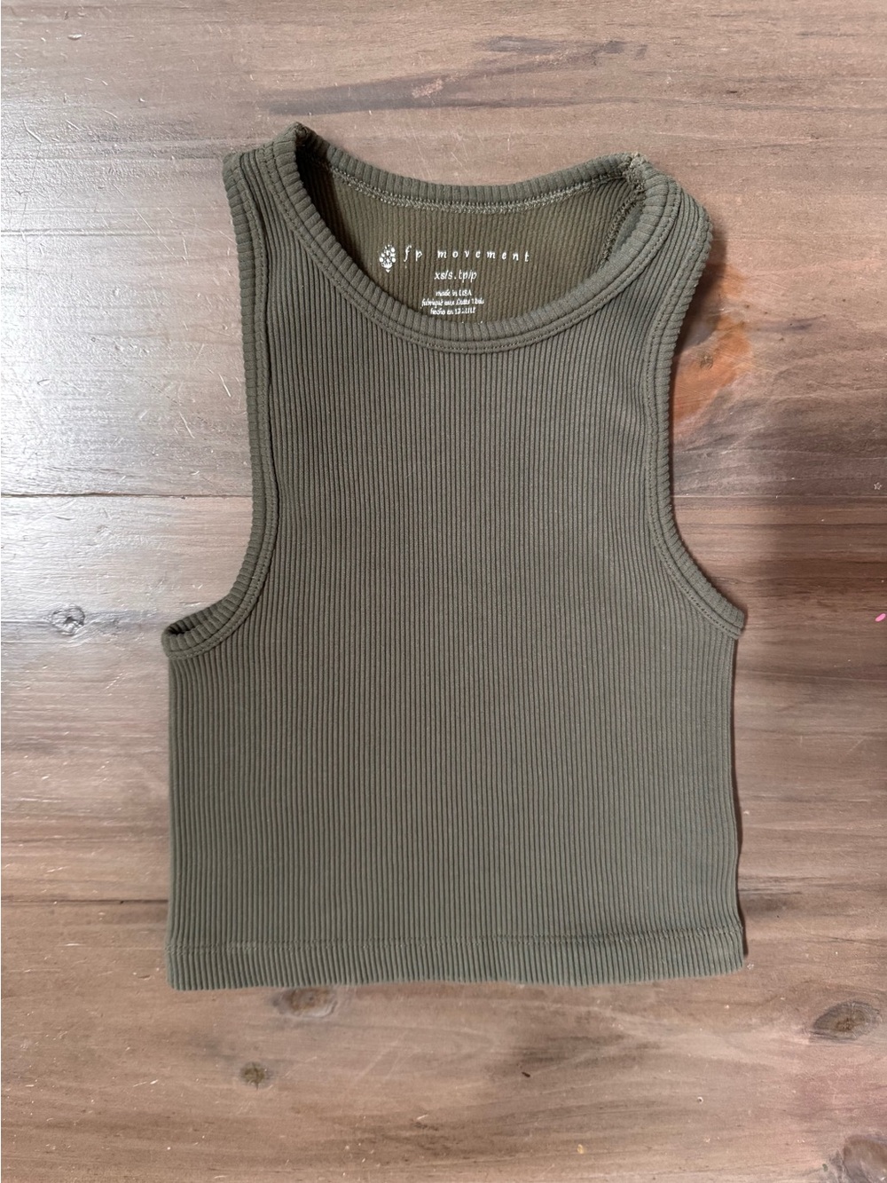 Free People Movement Ribbed Crew Neck Cropped Tank Women’s XS/S Olive Green